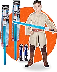 Kit 2 Espadas Sabre De Luz Spacewar Retrátil Com Luz Forte E Som Brinquedo Infantil Star Light (Azul) (Kit 2 Azuis)