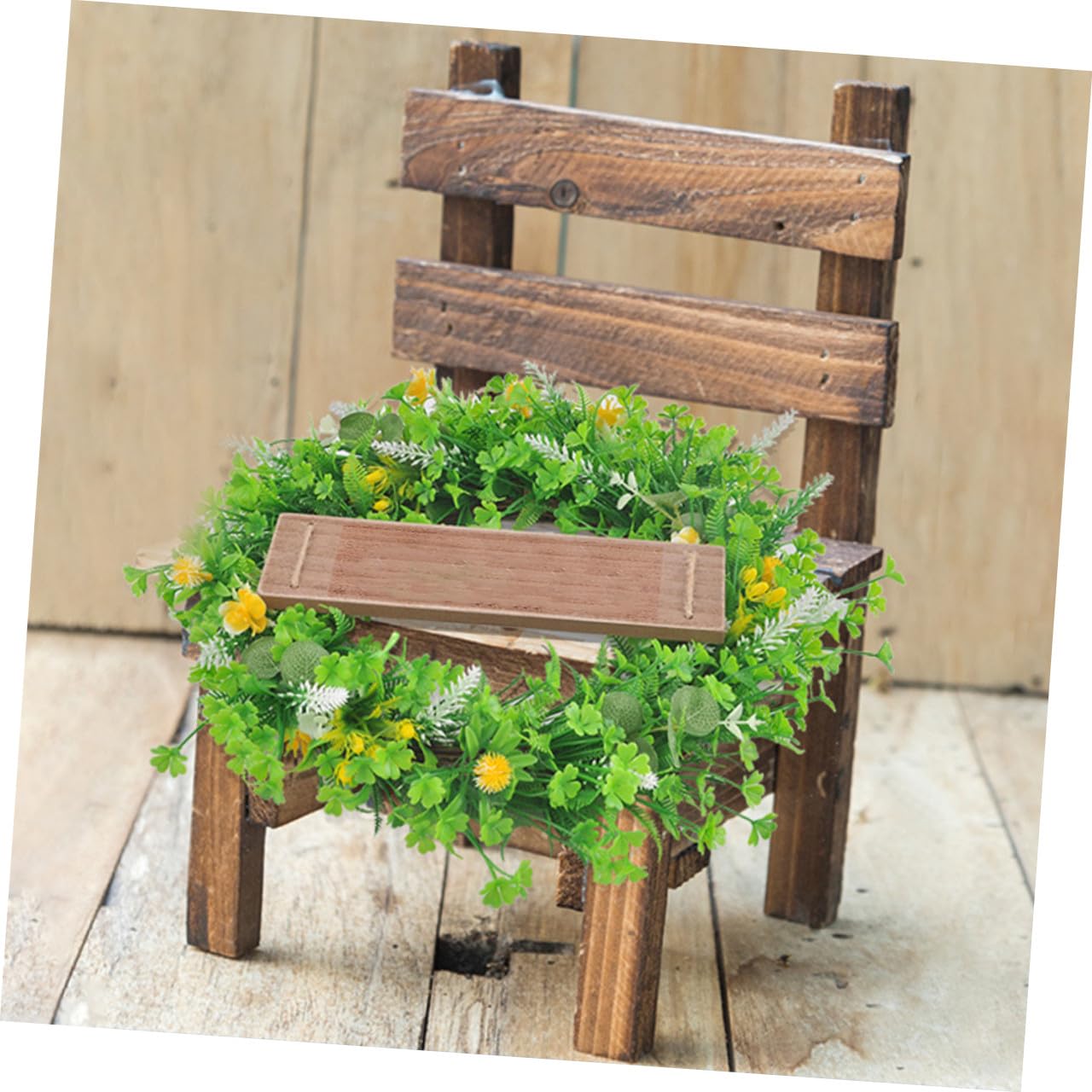 Alipis Couronne De Feuilles Artificielles pour Porte Dentrée Printanière Couronne De Printemps Heureuse Panneau en Bois