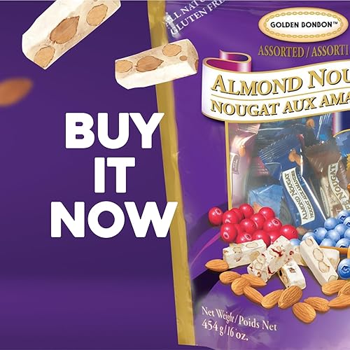 Miniatura 22 de Golden Bonbon Surtido de caramelos de turrón de almendras, mezcla suave y crujiente, sin gluten, certificado Halal, sin sabores artificiales, 6