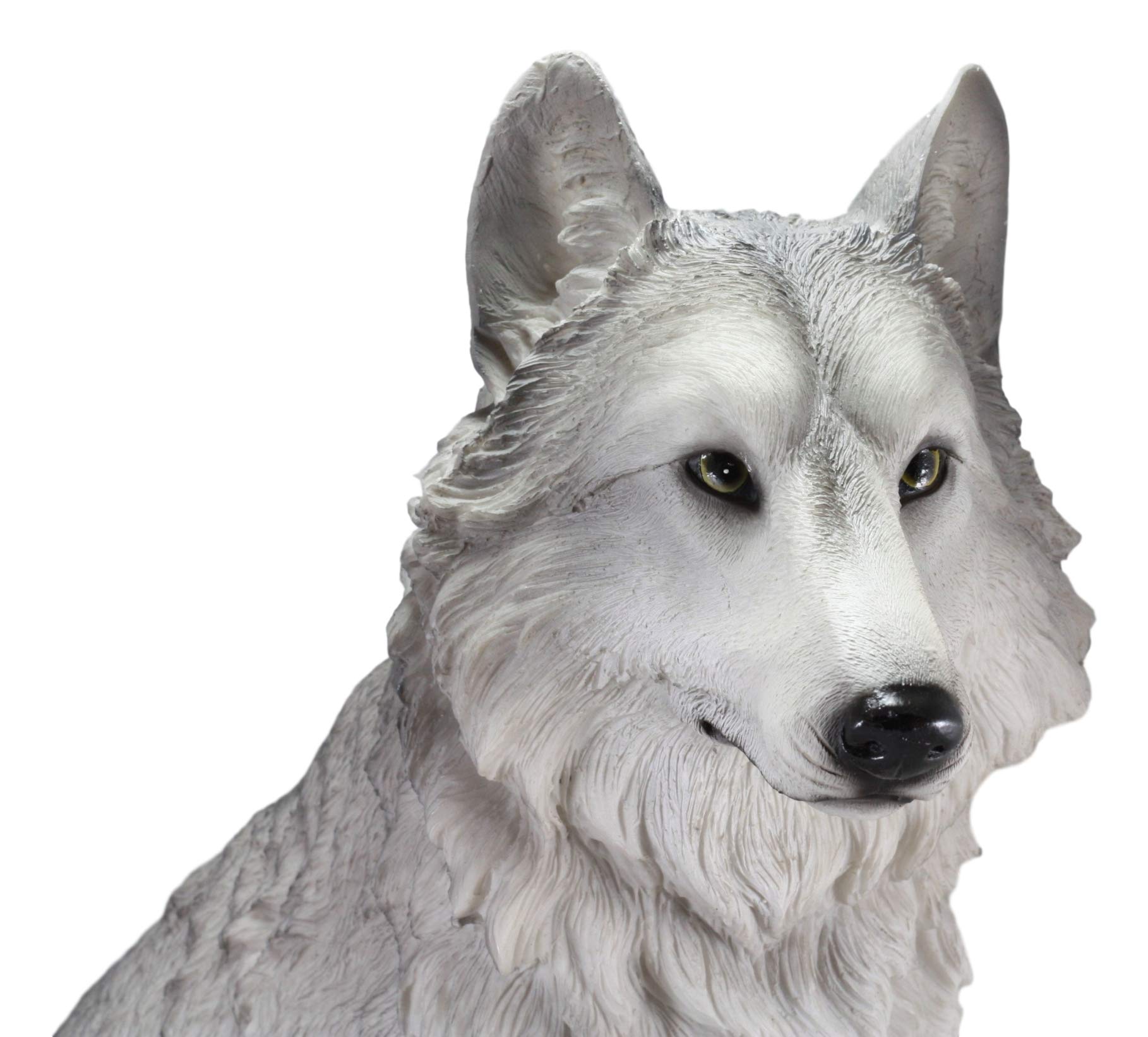 Ebros Large Dakota Wildlife Sitting Alpha Gray Wolf Statue 20.5