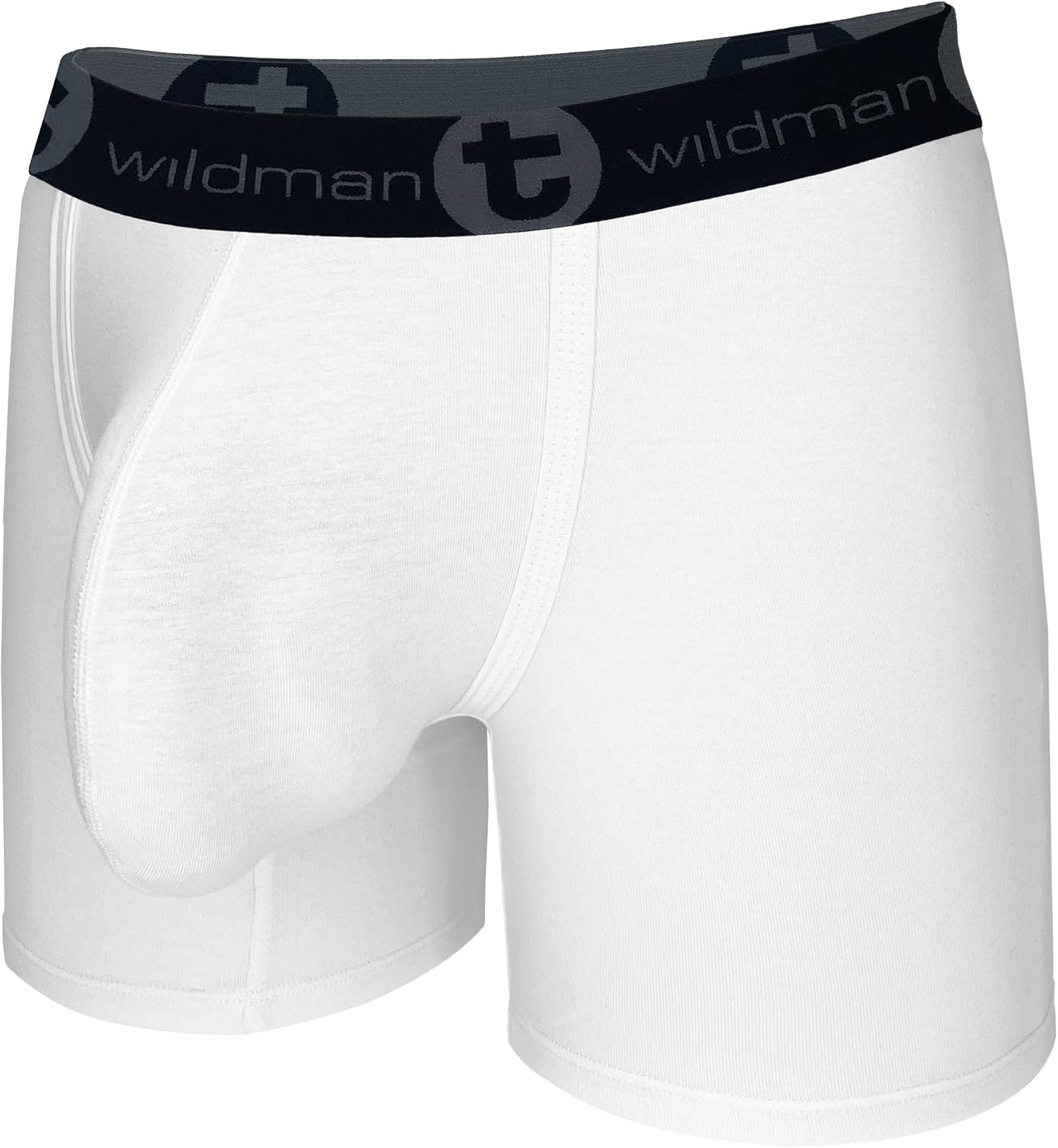 Wildmant Big Boy Pouch 5" Inseam Cotton Boxer Brief White