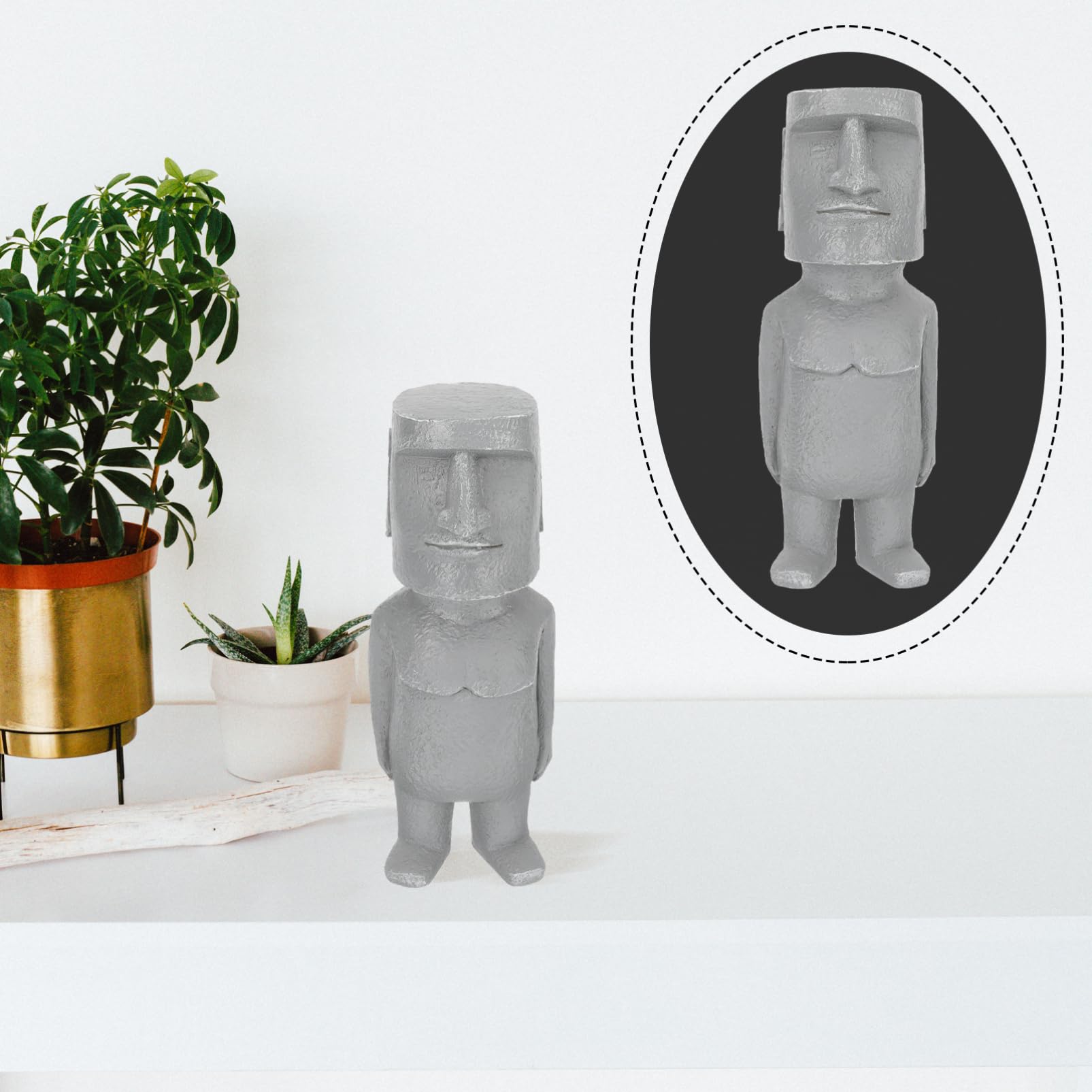 Toyvian Statua Di Pietra Mini Statue Moai Statua Moai Statua Del Giardino Della Testa Di Moai Sculture Dell'isola Di Pasqua Moai Stonehenge Home Decor Resina Per Auto Macchina