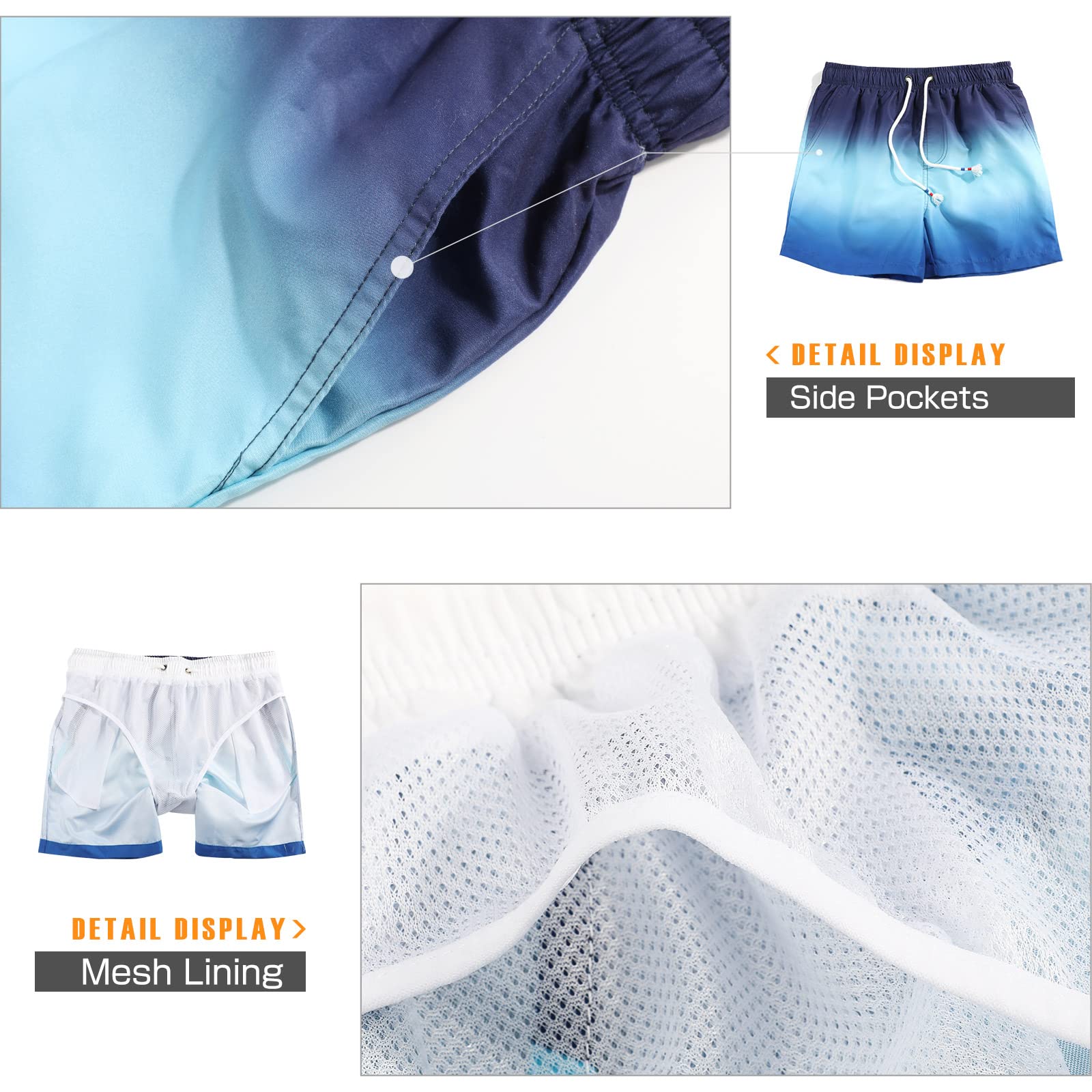 Danfiki Pantaloncini Costume da Bagno Uomo Asciugatura Veloce Calzoncini da Beach Costume da Bagno Fodera Rete con Taschino e Coulisse Trunks