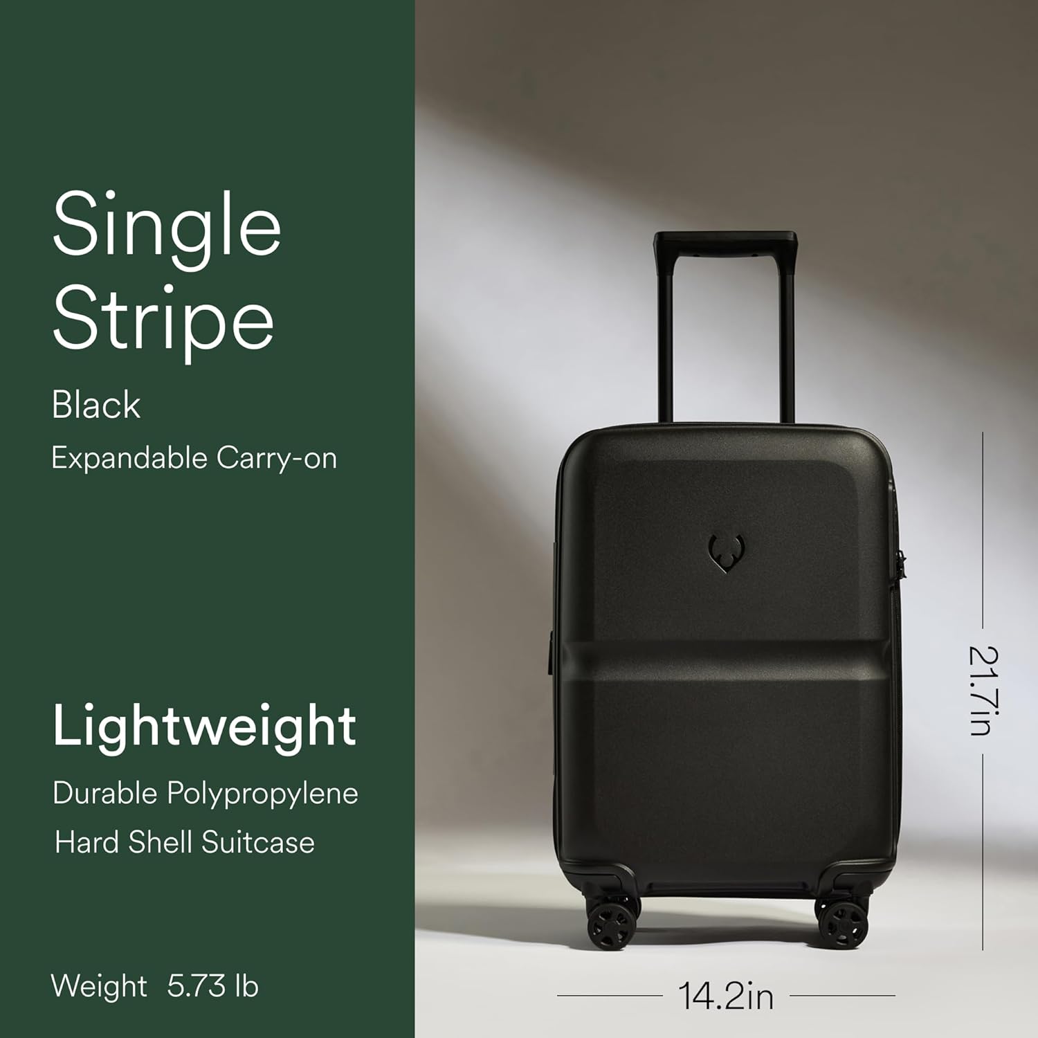 ANTLER - Single Stripe Hardside Carry On Luggage, 21.7x14.2x9.1 Inch 40L, Lightweight, 4 Spinner Wheels - Adjustable Handle, Expandable, Small Suitcase Airline Approved, TSA Lock - Black