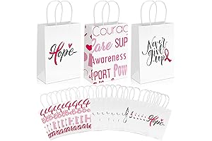 24 Pack Breast Cancer Awareness Ribbon Paper Bag