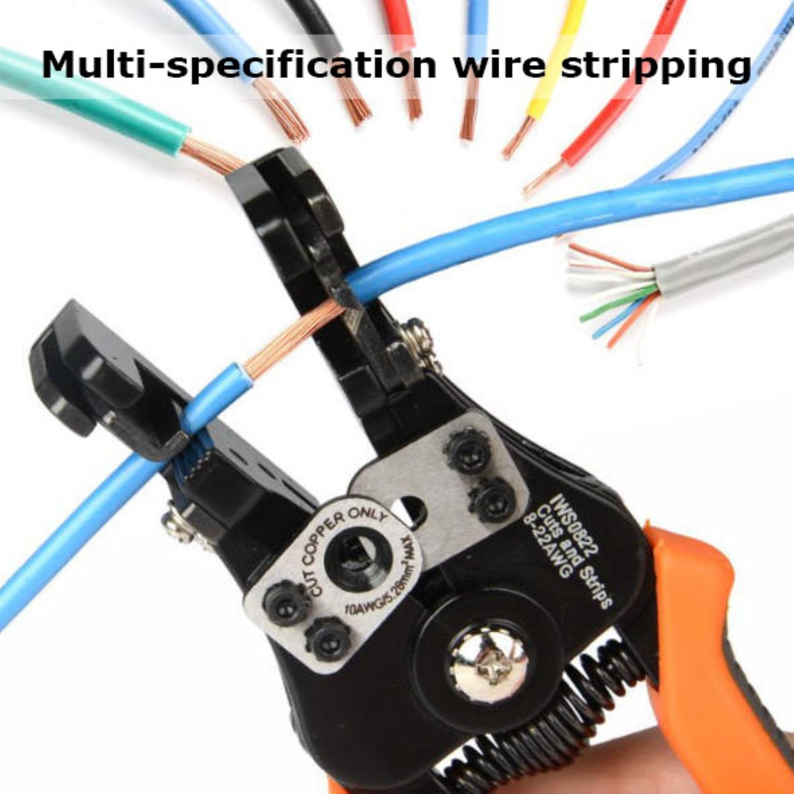 Pelacables y herramienta cortadora, pelado automático para cables de 22-8 AWG, longitud de 175 mm para trabajos eléctricos de precisión