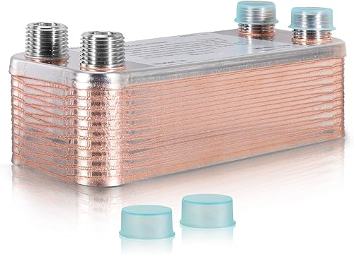 20 placas MRbrew Homebrew Wort Chiller, acero inoxidable y soldado con intercambiador de calor de cobre, conexión de rosca NPT 12 enfriador