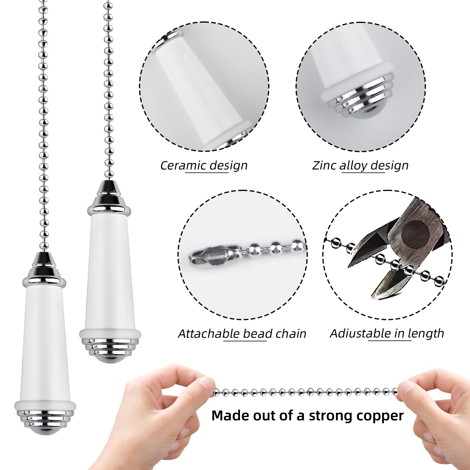 TXErfolg 2Pcs Pull Chain Extension with Chrome Handle - Image 3