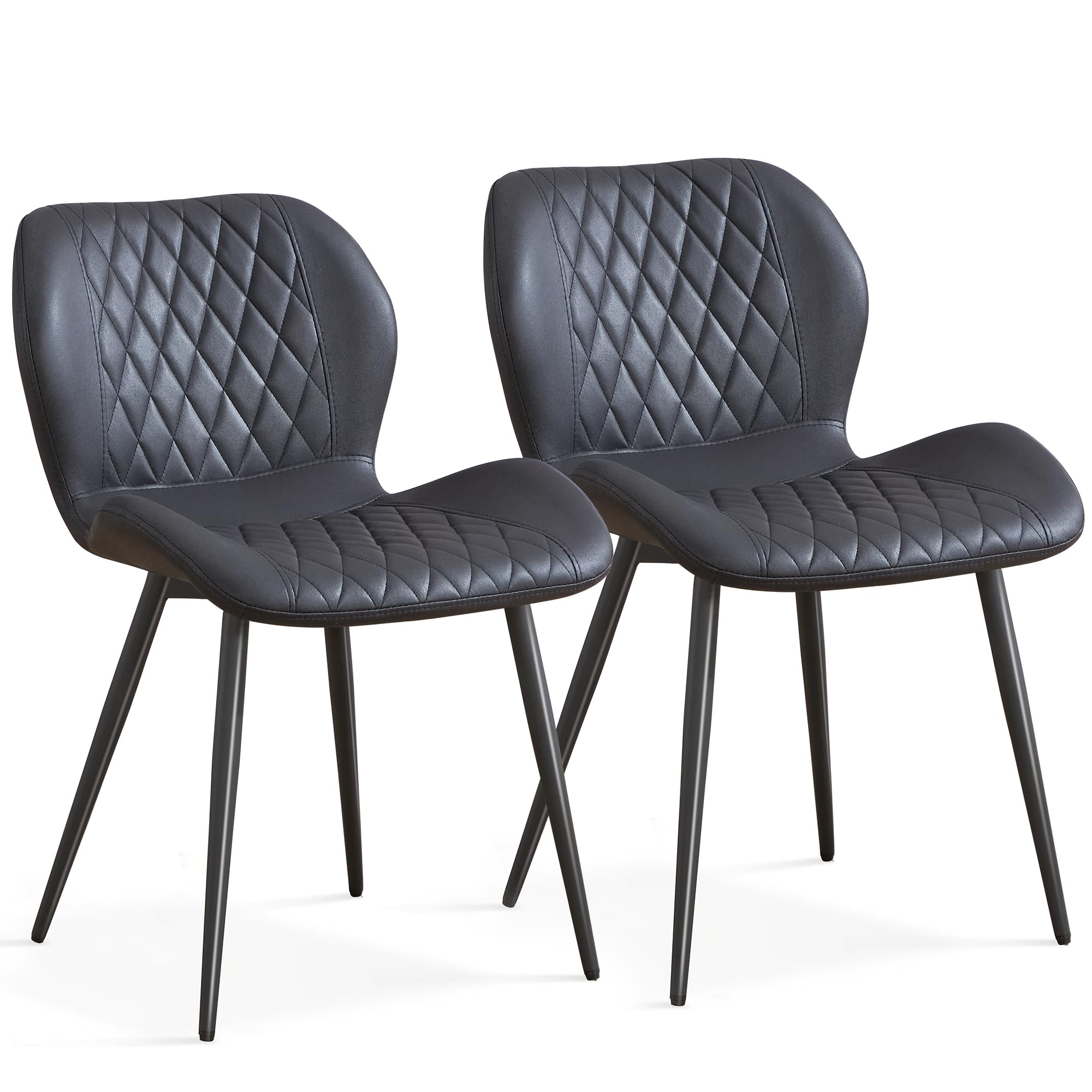 YUUIJOAA Esszimmerstühle 2er Set, Küchenstühle mit Rückenlehne, Metallbeinen,Dining Chair für Esszimmer & Küche, Belastbar bis 150kg,Black