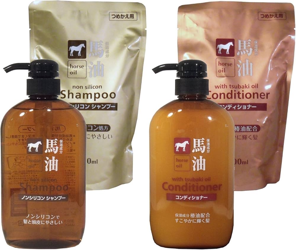 Amazon | 熊野油脂 馬油シャンプー&コンディショナーに詰替え用
