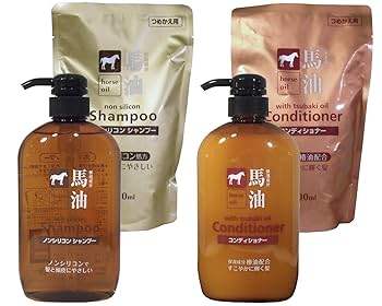 Amazon | 熊野油脂 馬油シャンプー&コンディショナーに詰替え用
