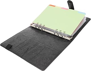 Abaodam 1 Conjunto De Pasta De Arquivo De Couro Com Zíper Livro De Orçamento Etiquetas A5 Fichário Para Economia De Dinheiro Enchimento De Dinheiro Envelopes De Dinheiro Fichário De