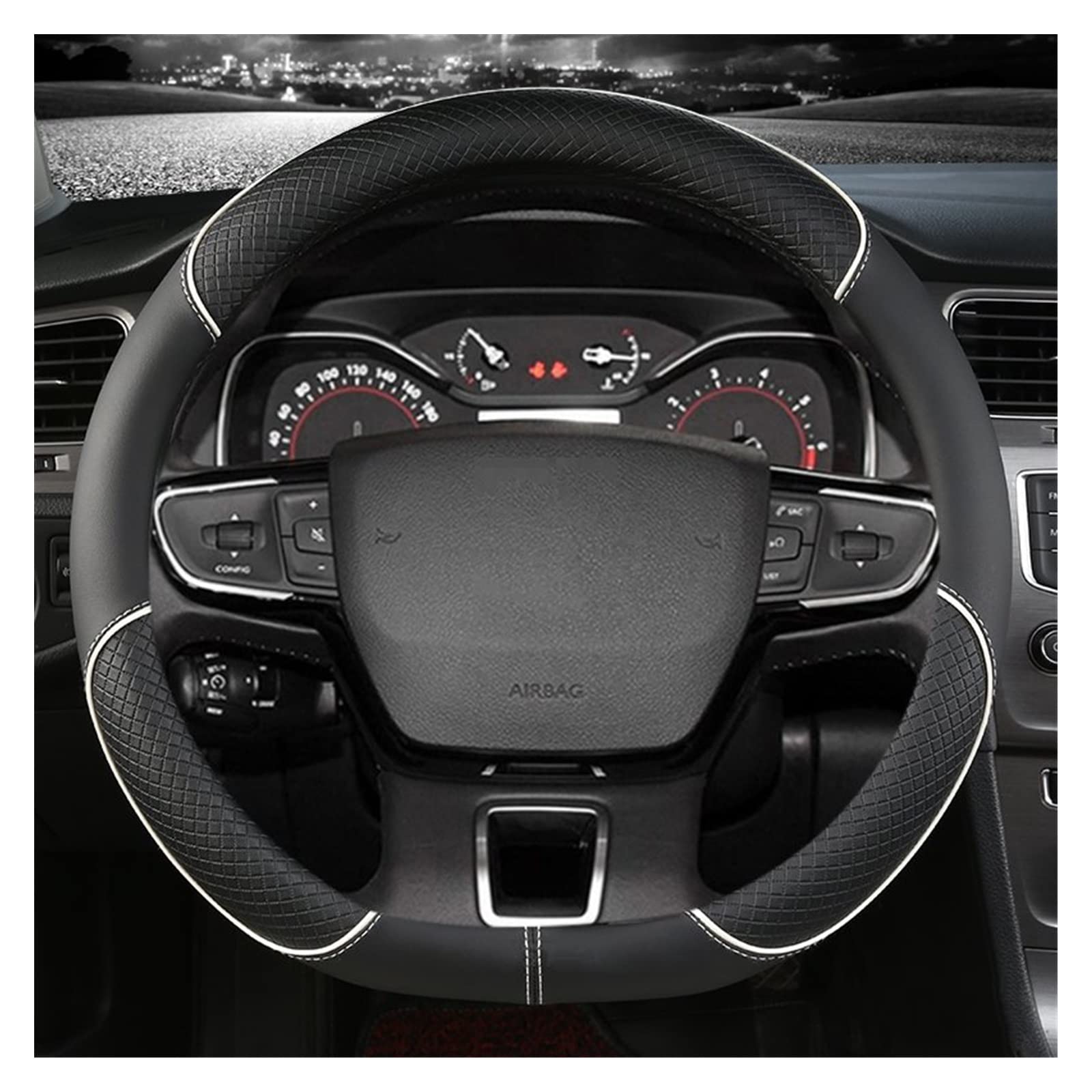 Couvre Volant Voiture Housse Volant Voiture en Cuir Microfibre pour Citroen pour Berlingo pour Multispace pour XTR 2018 2019 2020 2021 Accessoires Auto Housse Volant Voiture (Couleur : Blanc)