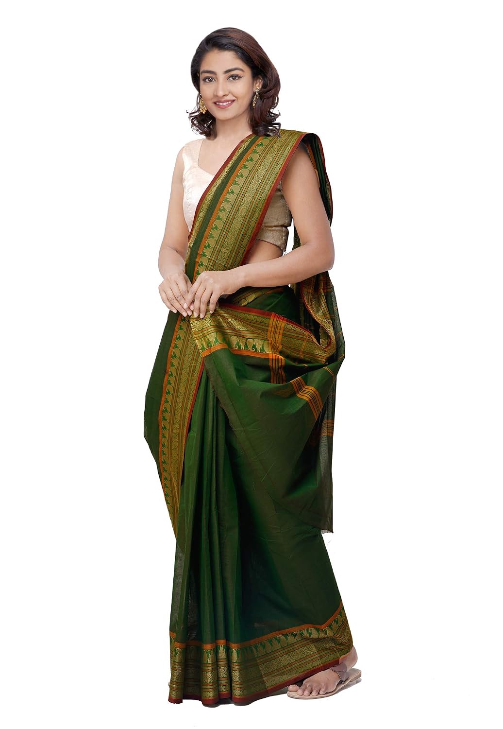 Kanchipuram Cotton Saree Without Blouse main image 1
