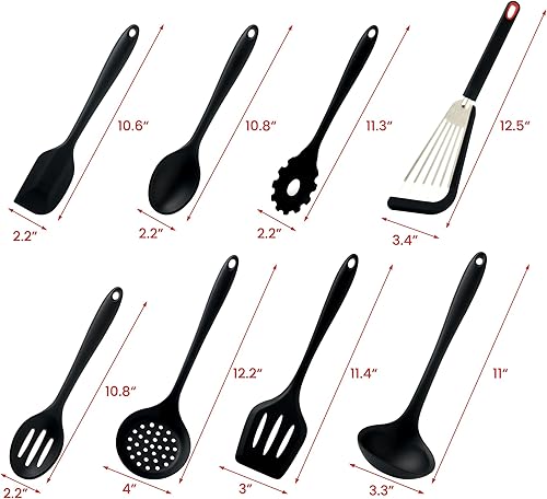 Miniatura 6 de Juego de utensilios de cocina de silicona, 8 herramientas de cocina antiadherentes resistentes al calor, espátula de silicona, espátula de servir,
