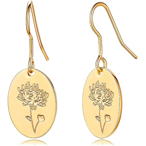 Moodear Gold Dangle Earrings for Women, Dainty 14K Gold Plated