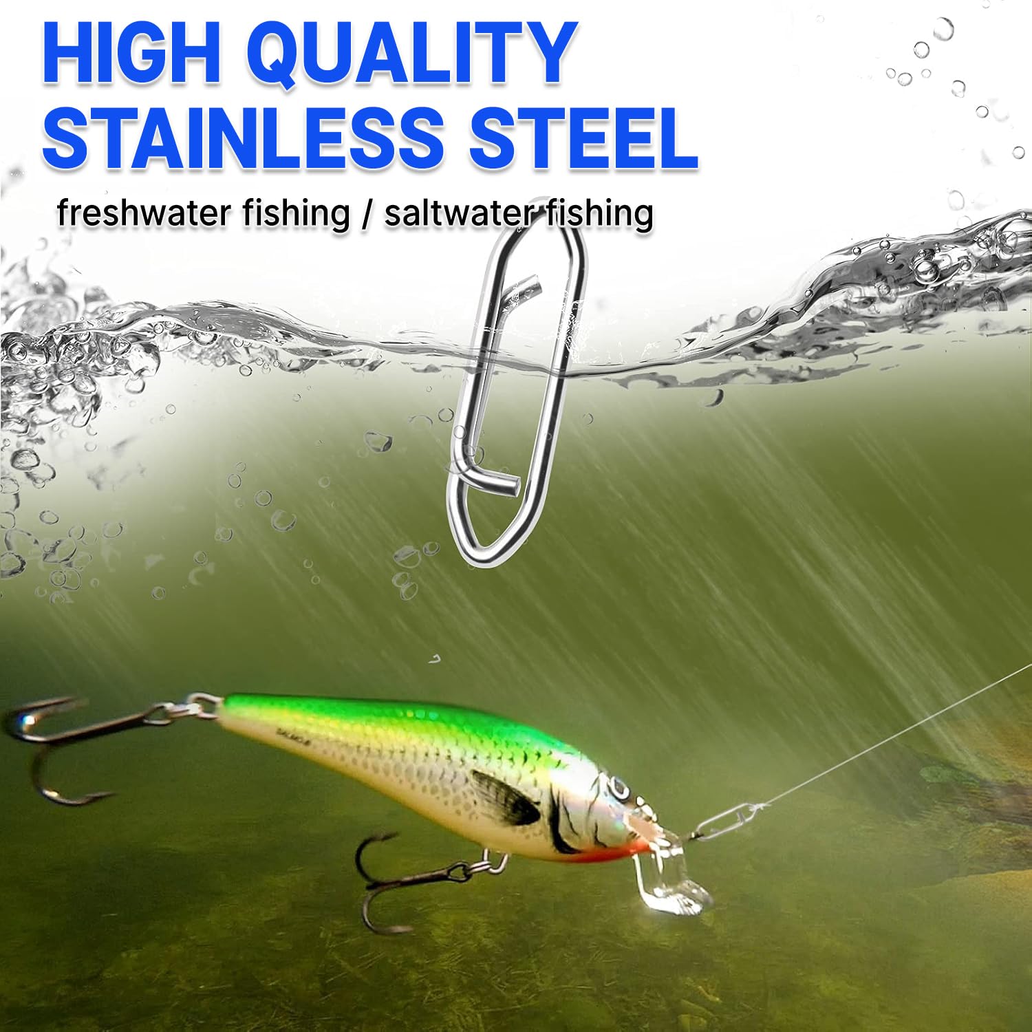 Qiifaiikooii 20 Pcs Fishing Power Speed Clips,High Strength Stainless Steel Fishing Stealth Clips for Fishing Lure Quick Change,Large Size