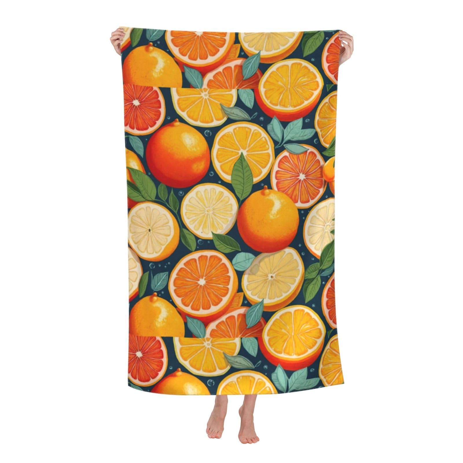 Cbaaghh Citrus Fruit Pattern Print Adult Beach Towels,Beach & Pool Towel,Beach Towels,Towels For Camping