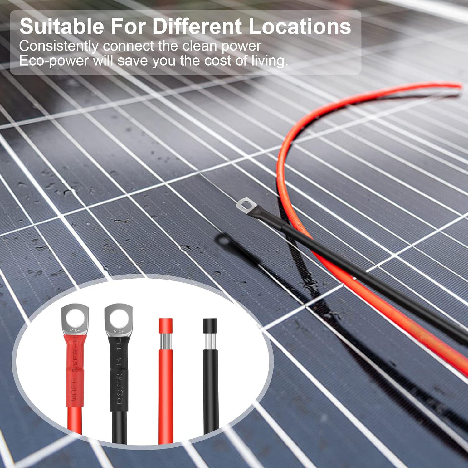 8 Gauge Battery Cable, 8 AWG Battery Cable Connect Battery and Charge Controller for RVs, Trucks, Motorcycles, Automotive, Solar Panels (8AWG 16FT)