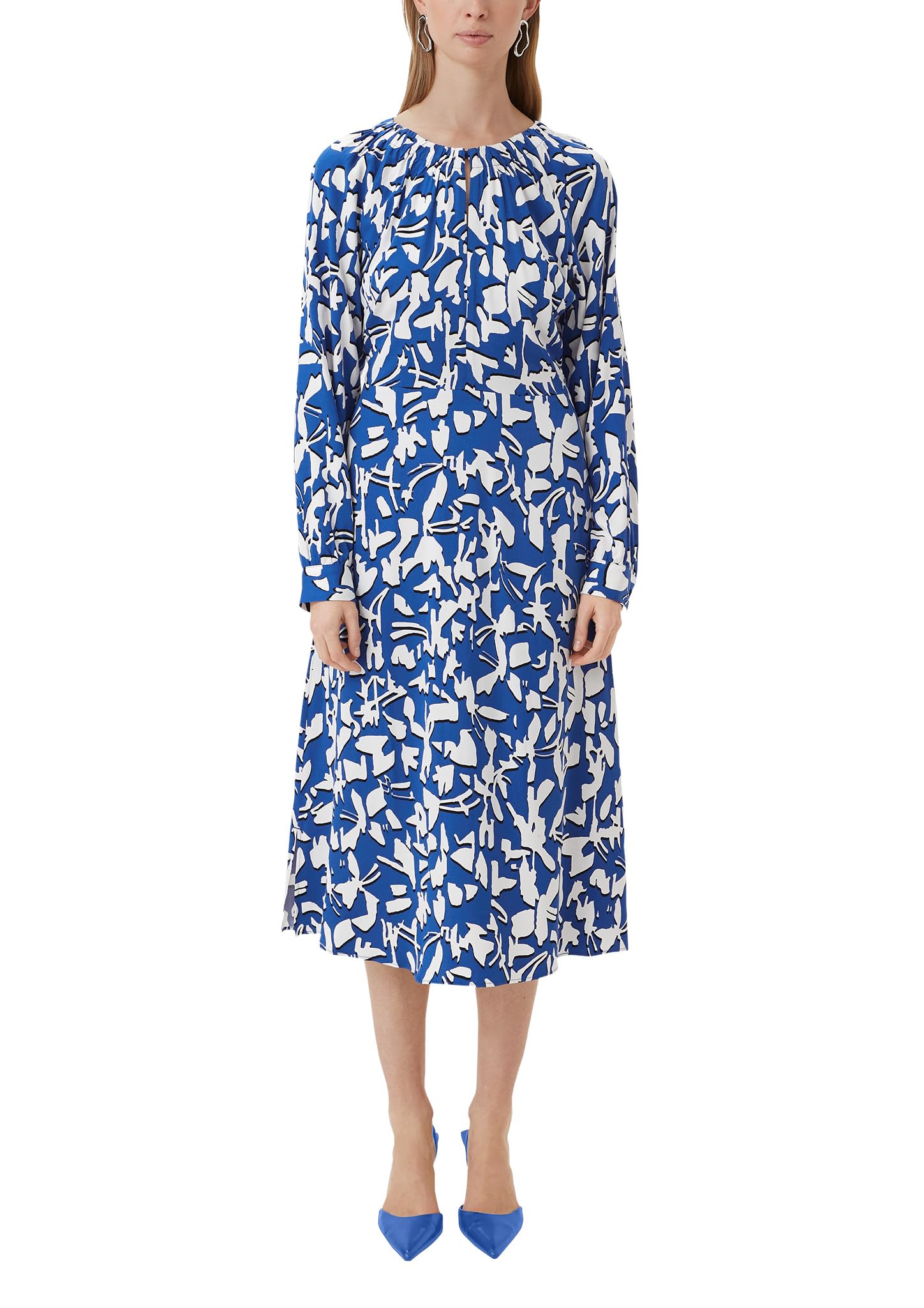 Comma Fließendes Maxikleid mit All-Over-Print