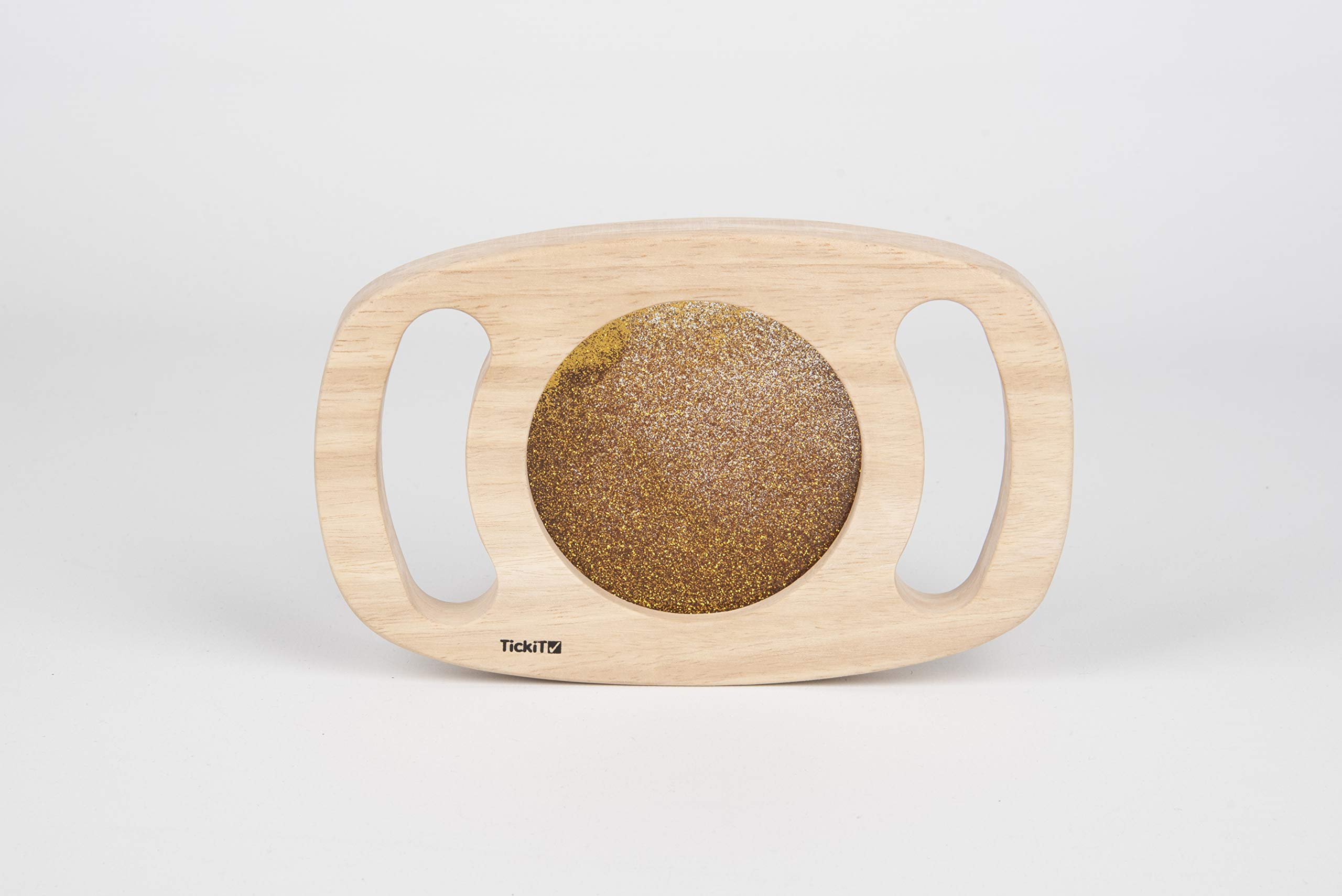 tickit Easy Hold Glitter Panel – Gold Rubberwood Sensory Panel with Sparkling Glitter Insert for Sensory Discovery, Fine Motor Skills and Curiosity Development, Wood Color