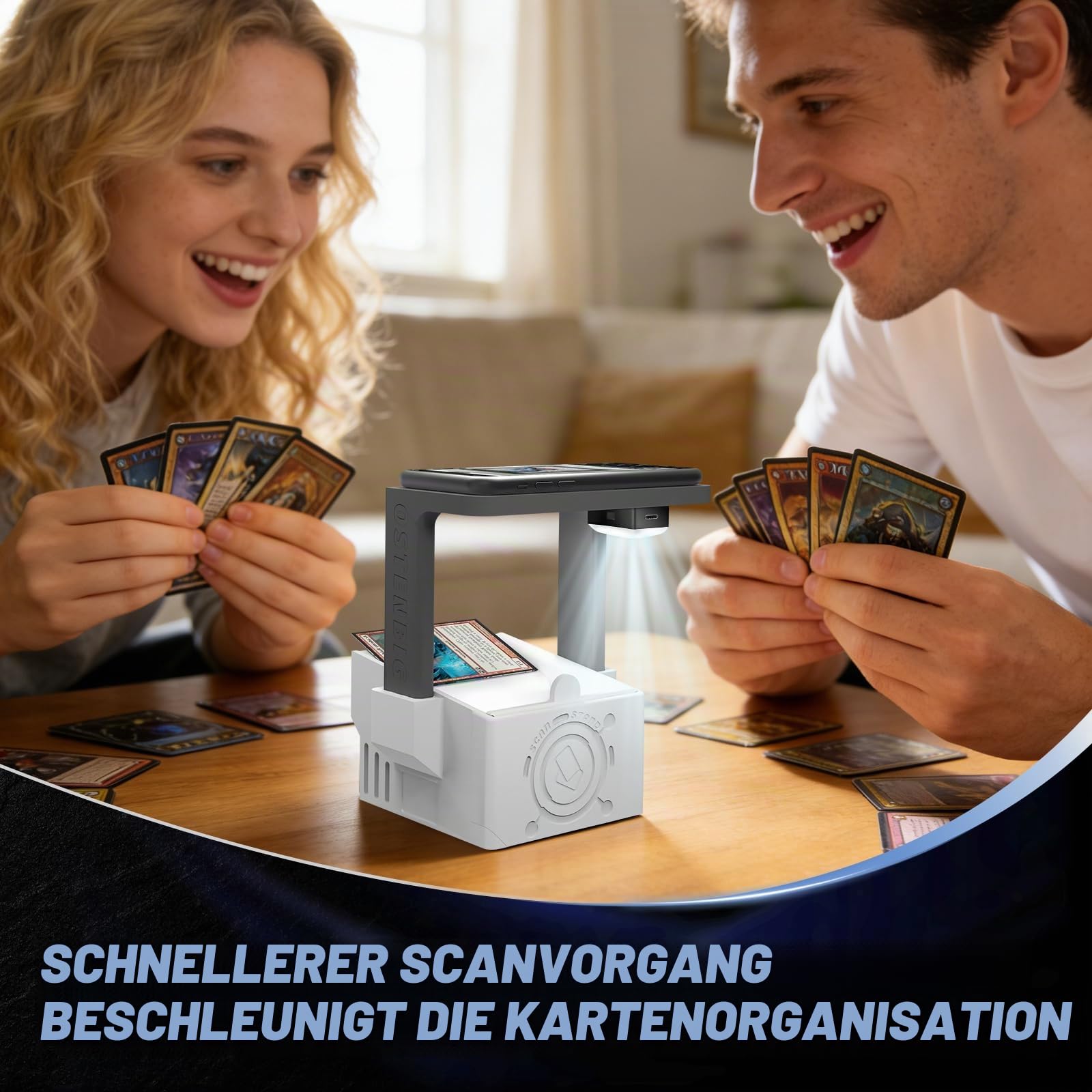 Card Scanner Pro Max - Card Scanner Ständer für MTG & TCG, Scan Sleeved & Unsleeved Sammelkarten, Telefonhalter mit wiederaufladbarem magnetischem Fülllicht, 3 Modi 6 Stufen, MTG Card Scanner Ständer