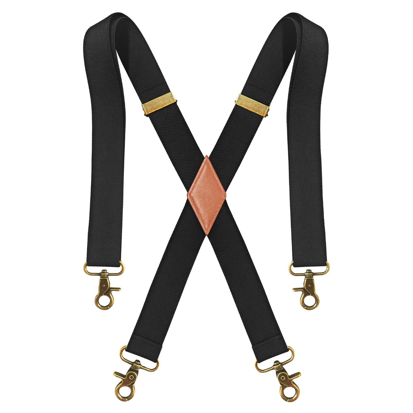 SupSuspen Black Suspenders for Men Heavy Duty Adjustable X Back 1.4