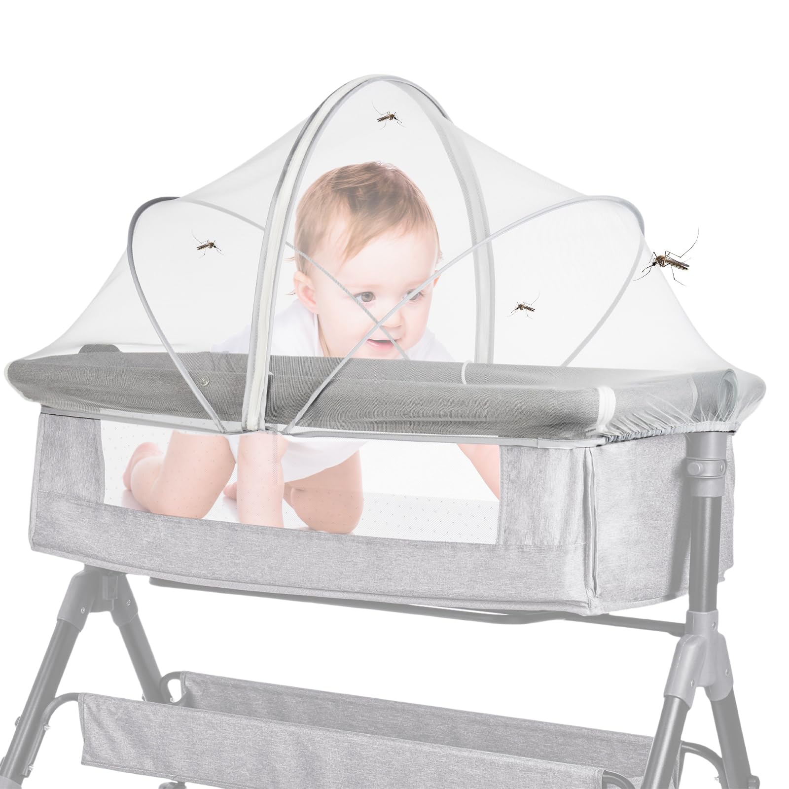 Moustiquaire universelle pour lit de bébé : WEGREAT 100x55 cm Protection anti-insectes pour lit de voyage avec fermeture éclair, Moustiquaire pliable pour bébé, Grille anti-mouches pour lits d'enfants