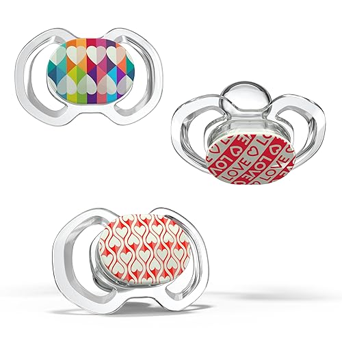 Smilo Chupete para bebé, paquete de 3 chupetes delgados para bebés, etapa 3 para bebés a partir de 9 meses, chupete 100% de silicona y sin BPA,