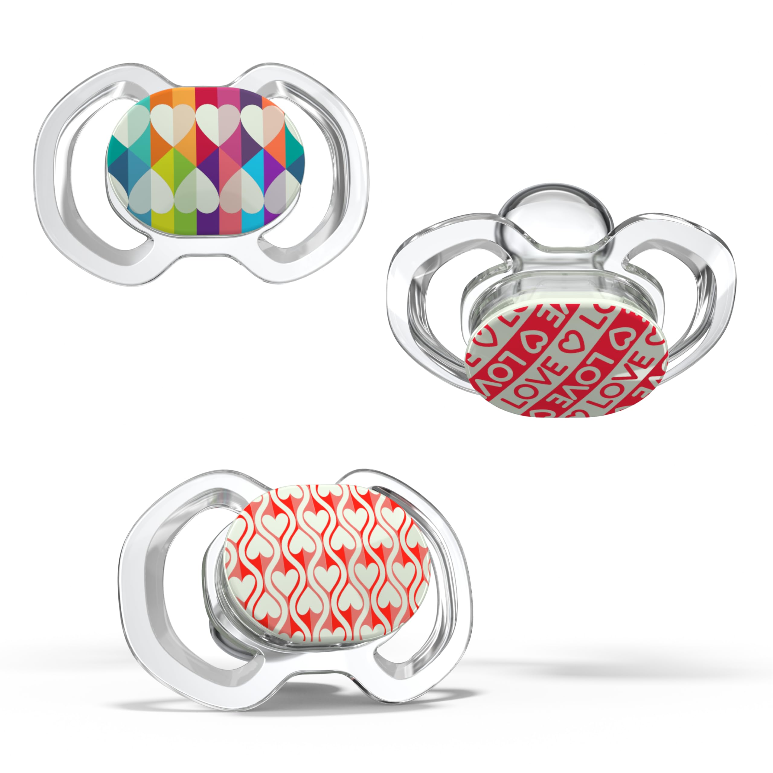 Smilo Baby Pacifier - 3 Pack of Slimline Pacifiers for Babies - Stage 3 for Babies 9+ Months - 100% Silicone Pacifier and BPA Free - Glow in The Dark