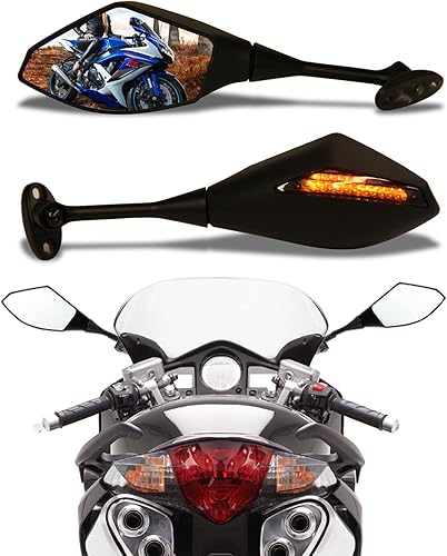 Miniatura 6 de Retrovisores LED para motocicleta compatibles con Honda CBR250R CBR 600 RR 2011 2013 (fibra de carbono+lente ahumada)