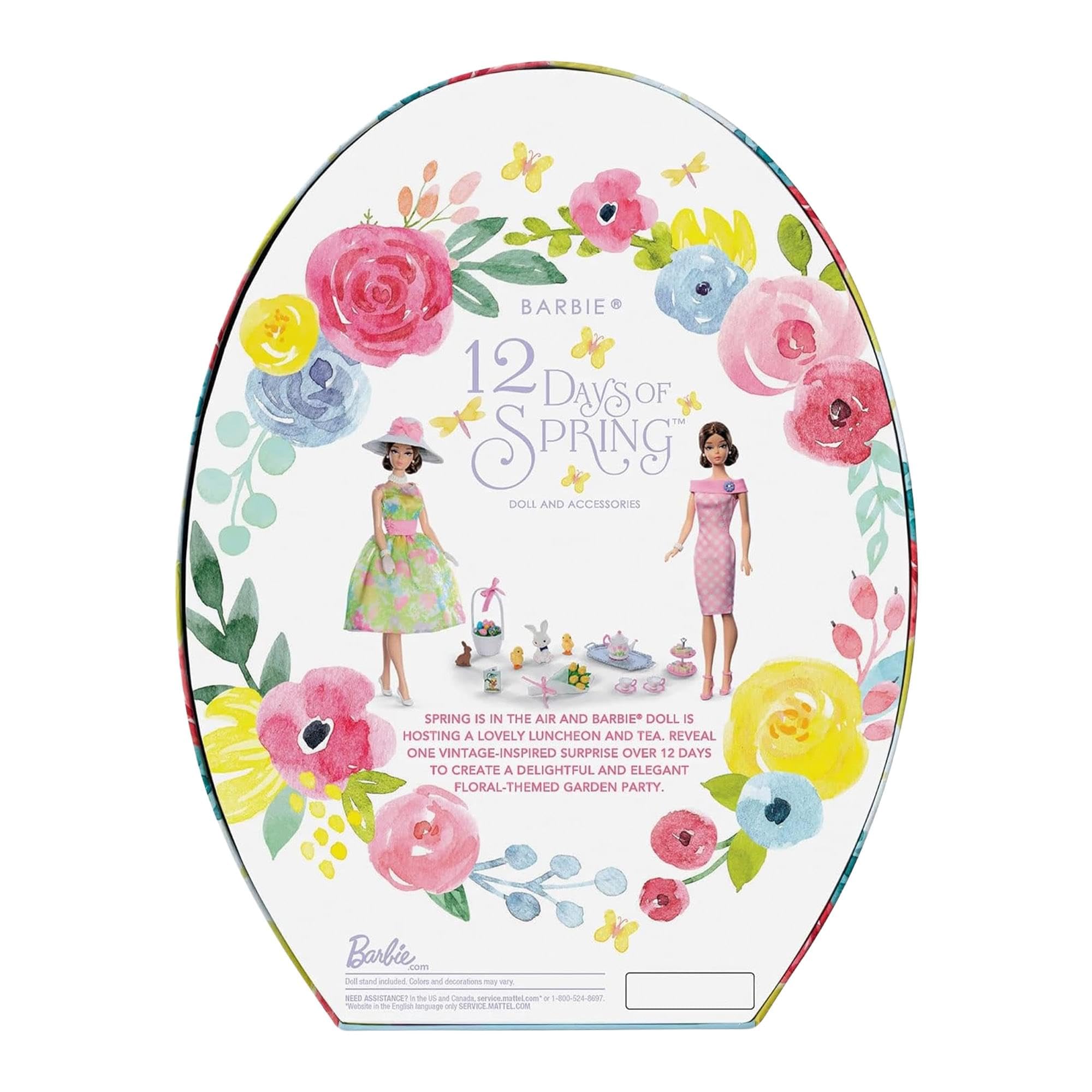 Barbie Signature 12 GIORNI DI PRIMAVERA bambola con capelli castani e 12 giorni di sorprese, edizione limitata da collezione, HRM27