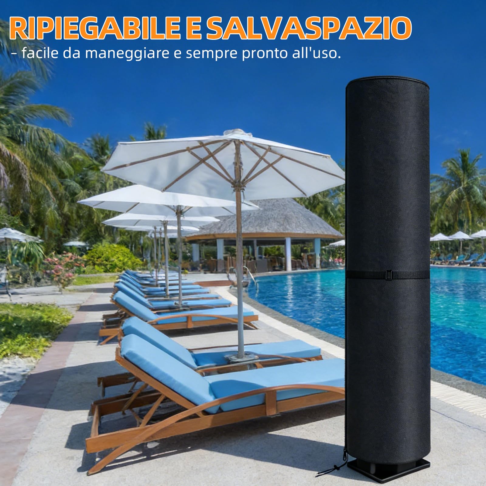 Copertura per doccia solare impermeabile, antivento, resistente ai raggi UV, in robusto tessuto Oxford, protezione per doccia da giardino, doccia esterna, doccia piscina 230x67 cm, nero