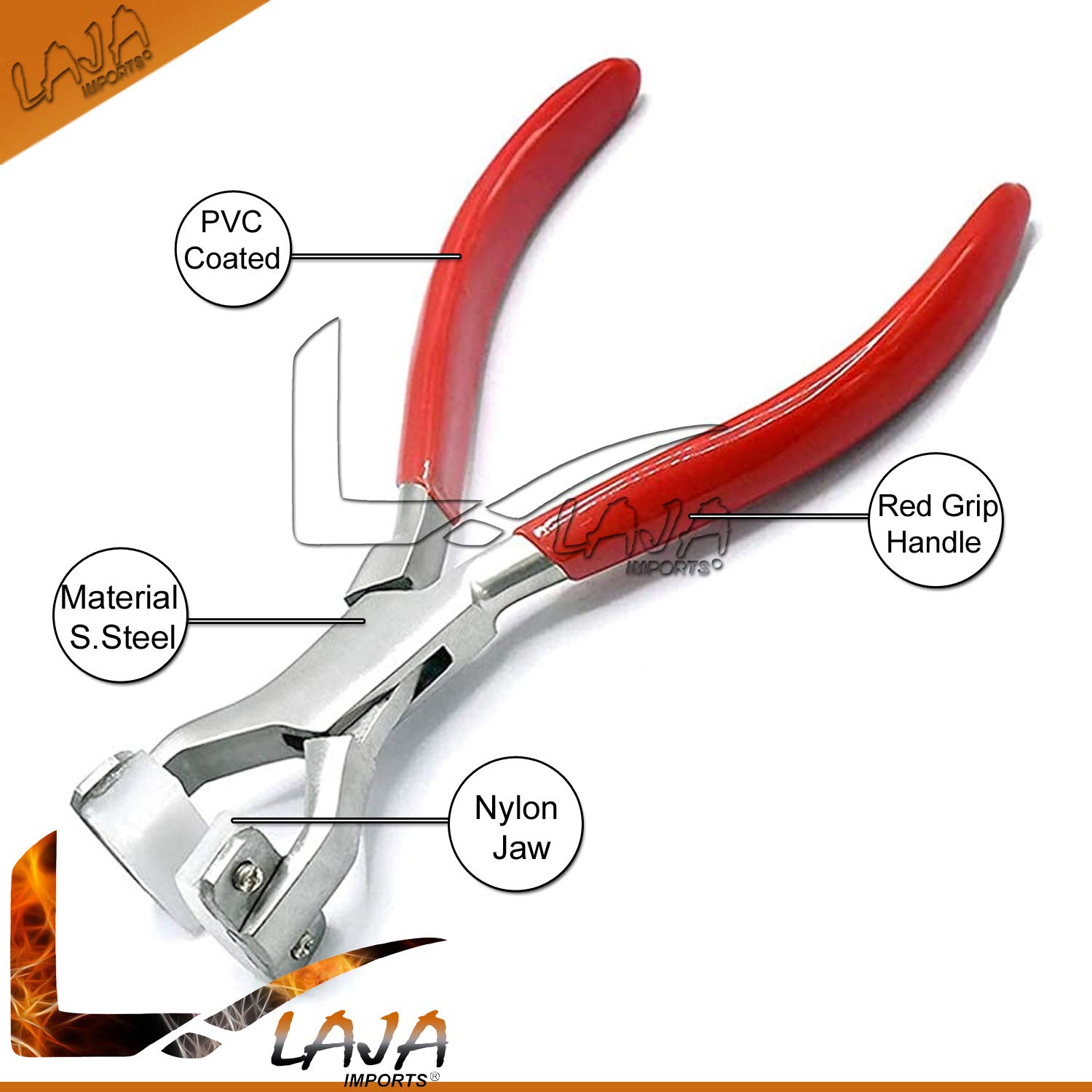Laja Imports Ring Bending Pliers, Nylon Jaw - Jewelry Making Supplies, Bending and Wrapping Metal Tool, PVC Red Handle for Educational Use
