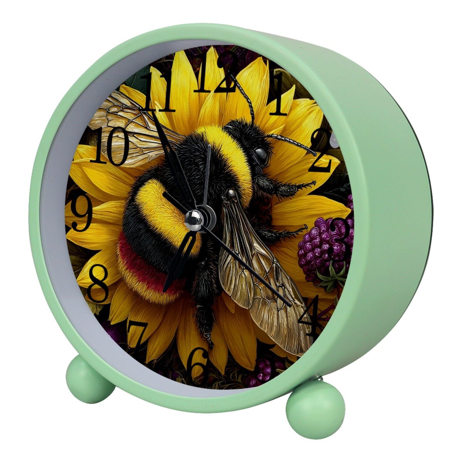 etoenbrc Watercolor Butterfly Silent Analog Alarm Clock Small Battery Operated Clock Slient Plastic Table Clock for Living Room Bedroom Color342
