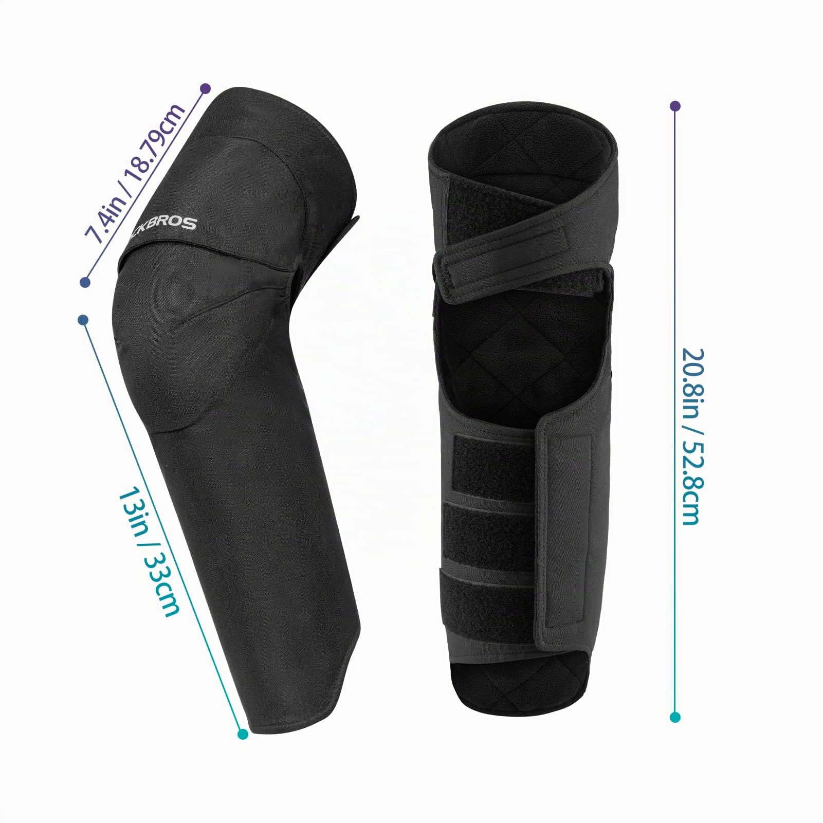 ROCKBROS Genouillères Thermiques Moto Automne Hiver Genouillère de Compression Jambière Sport Vélo Protection Genoux Rembourrage Amovible Polaire Coton Coupe-vent Femme Homme Noir (1 Paire)