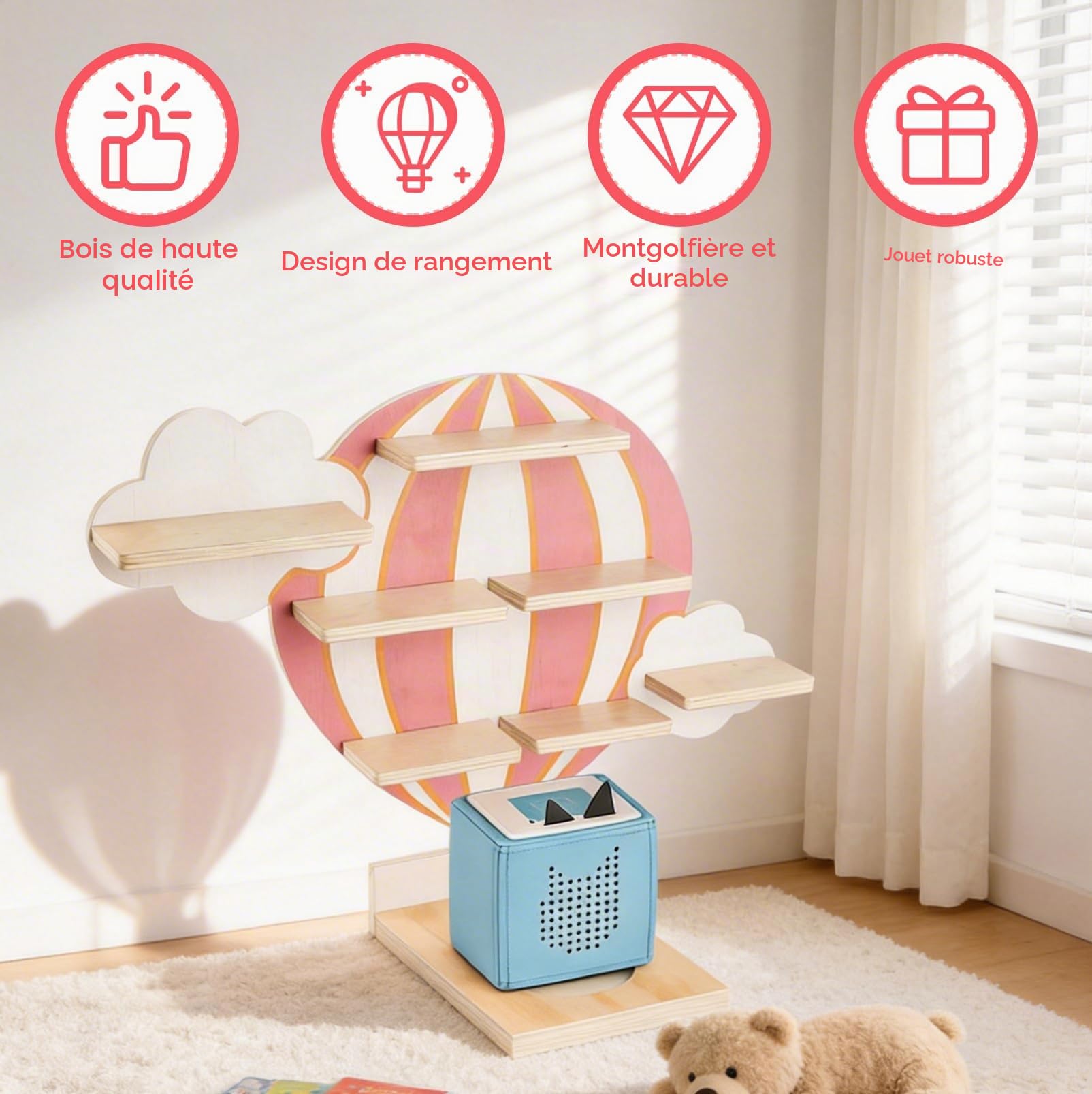 Étagère magnétique pour Tonie, étagère murale pour rangement de figurines Toniebox/Tonie - Étagère Toniesbox montage mural pour tous vos accessoires Tonies - Accessoires pour Toniebox 1 et 2 - Kit de