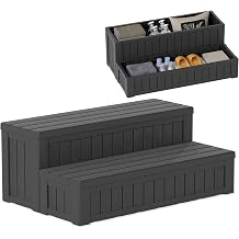 Bifanuo Hot Tub Steps with Storage, 36 Inches Long Outdoor Spa Steps, Non-Slip Hot Tub Stairs Waterproof, Black