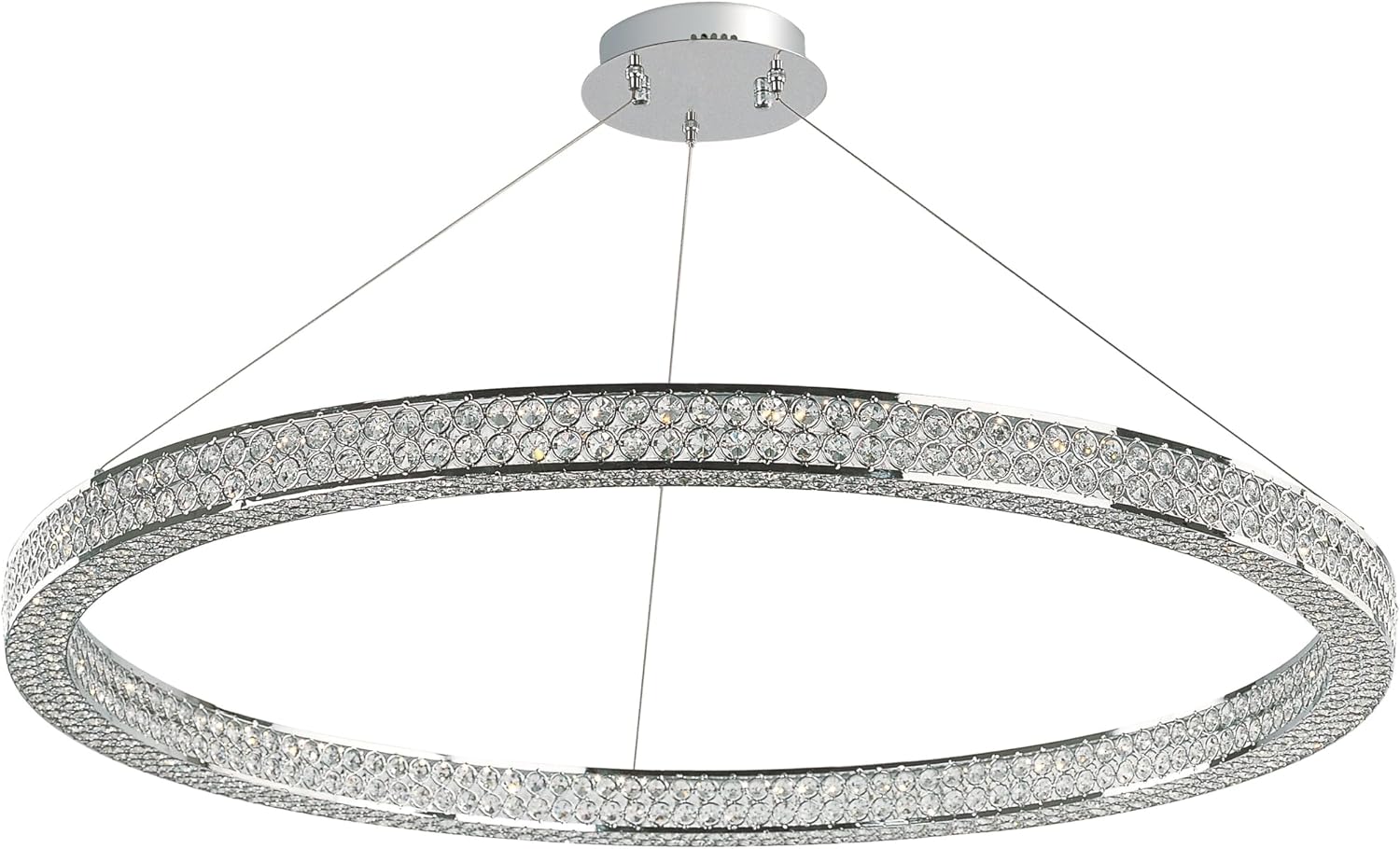 Maxim 39774BCPC Eternity LED 40" Single Pendant Single Pendant, Polished Chrome Finish, Beveled Crystal Glass, PCB LED Bulb , 60W Max., Dry Safety Rating, Standard Dimmable, Shade Material, Rated Lumens