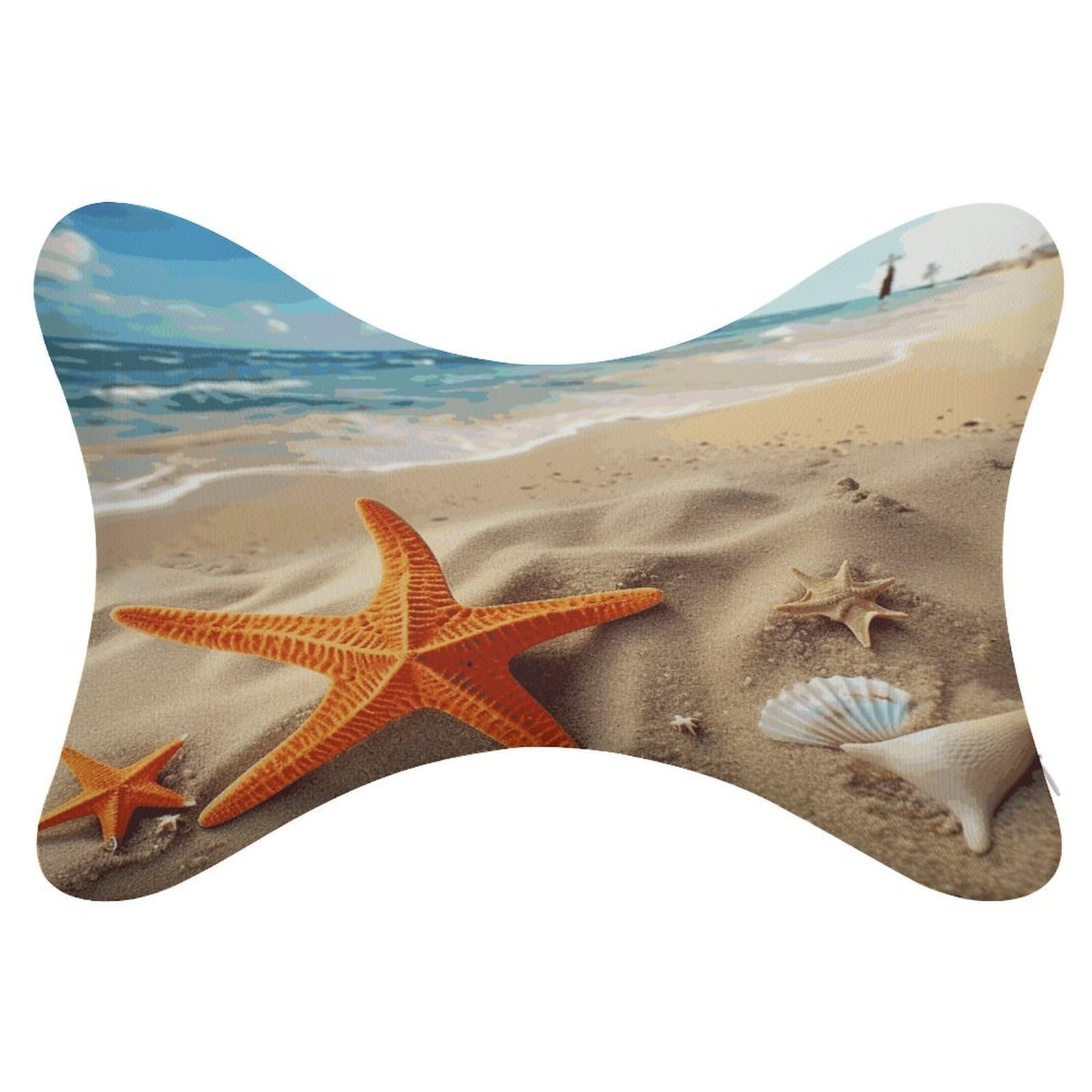FekiLoot Sea Beach Starfish Car Headrest Set of 2,Softness Memory Foam Car Neck Pillow with Breathable Removable Cover Car Neck Support Pillow Ergonomic for Driving, Office