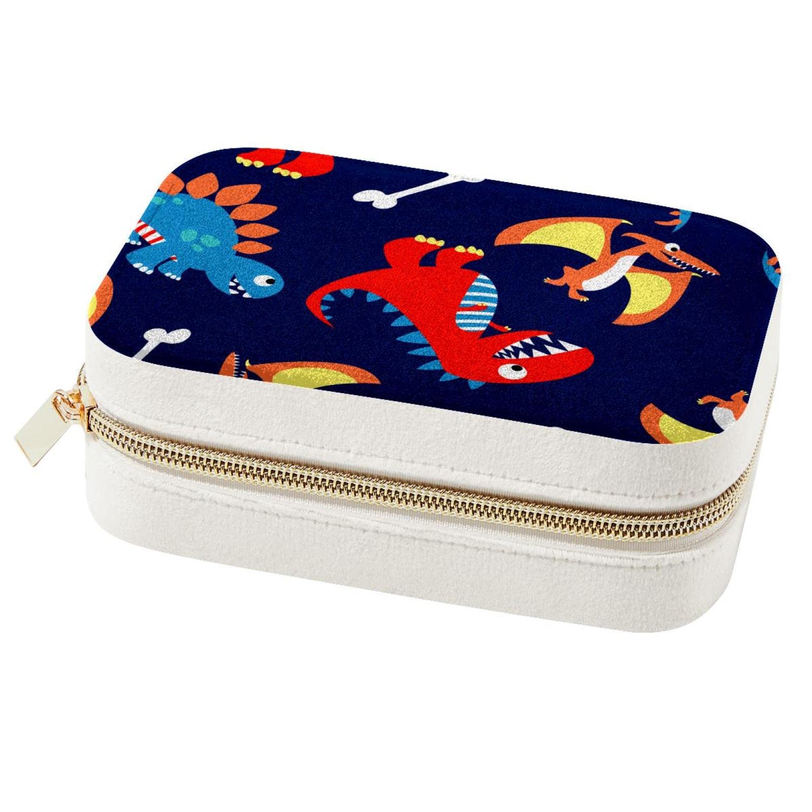 Boîte à bijoux de voyage dinosaure, l'écrin bleu marine des vacances