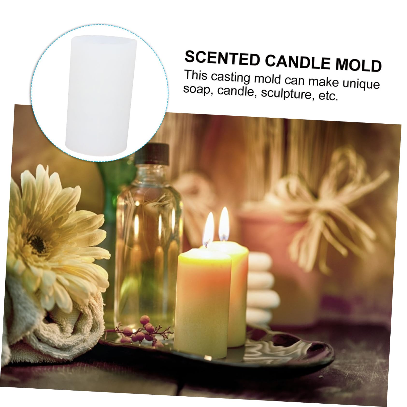 Stampo Cilindrico per Silicone Riutilizzabile in Candele Bianco