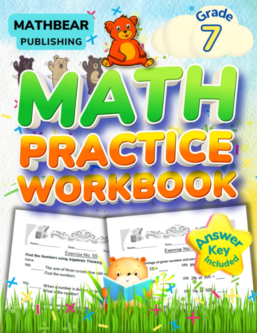 MathBear: Math Practice Grade 7: 7th Grade Math Practice Workbook: Decimals and Fractions, Percent and Decimals, Mean, Median, Mode and Range, Geometry with Answers (MATHBEAR Workbooks)