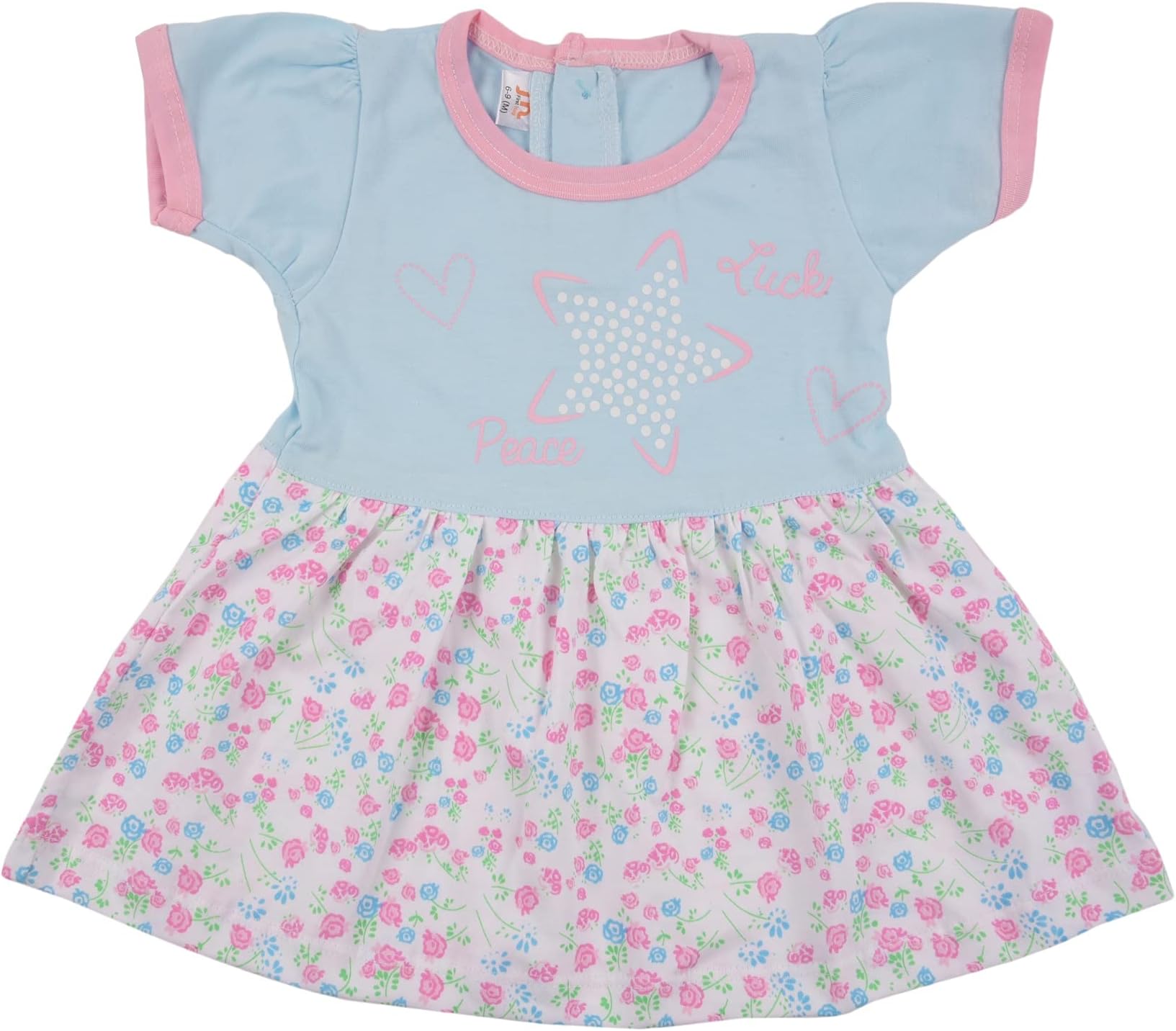 First Hug Baby Girls Frock, Dress 12-18 Months Color:Blue 100% Cotton with Enzyme wash (3518)