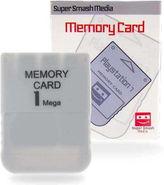 SuperSmashMedia® - PS1 Memory Card 1MB (For PlayStation 1, PSX, Psone) [Grey]