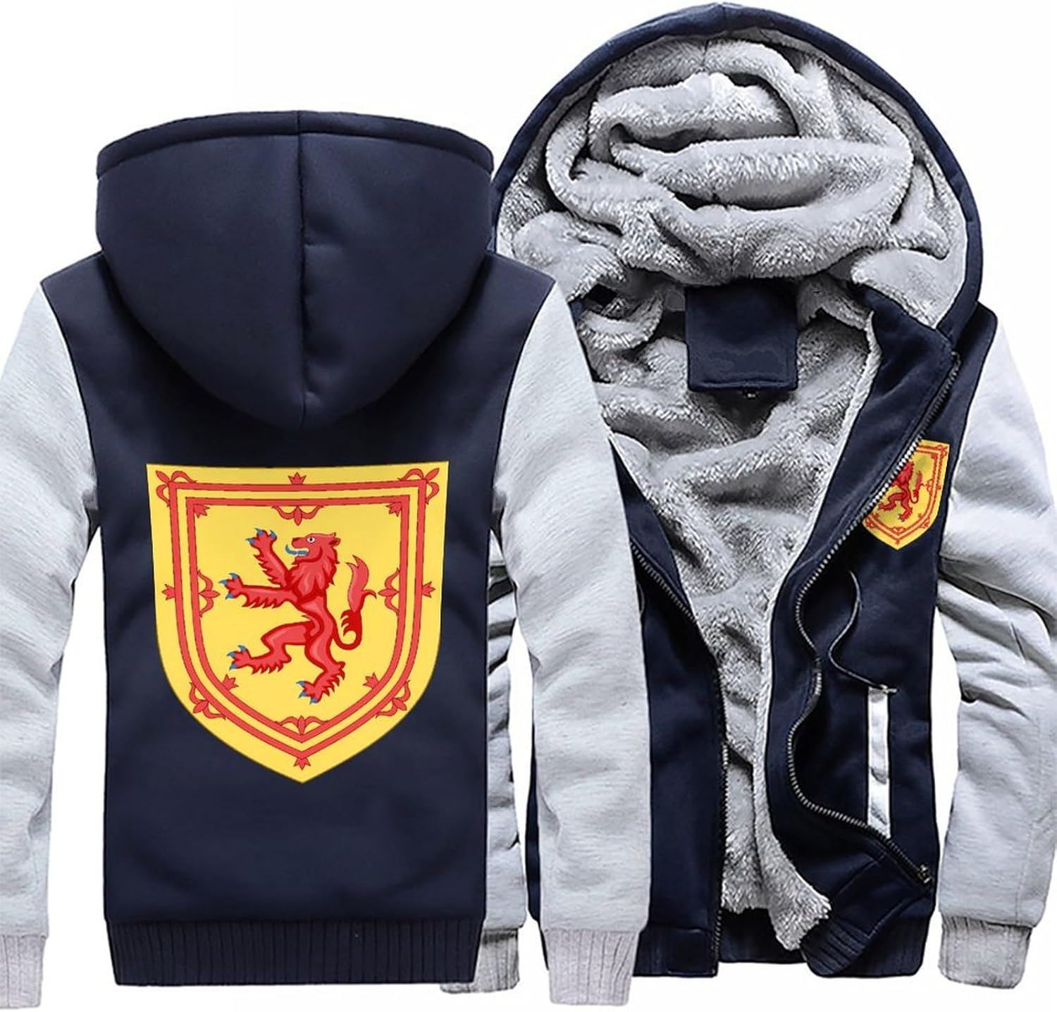 Royal Arms of_ Kingdom of Scotland Novelty Men's Hoodies Warm Hooded Sweatshirt Lining Coat M