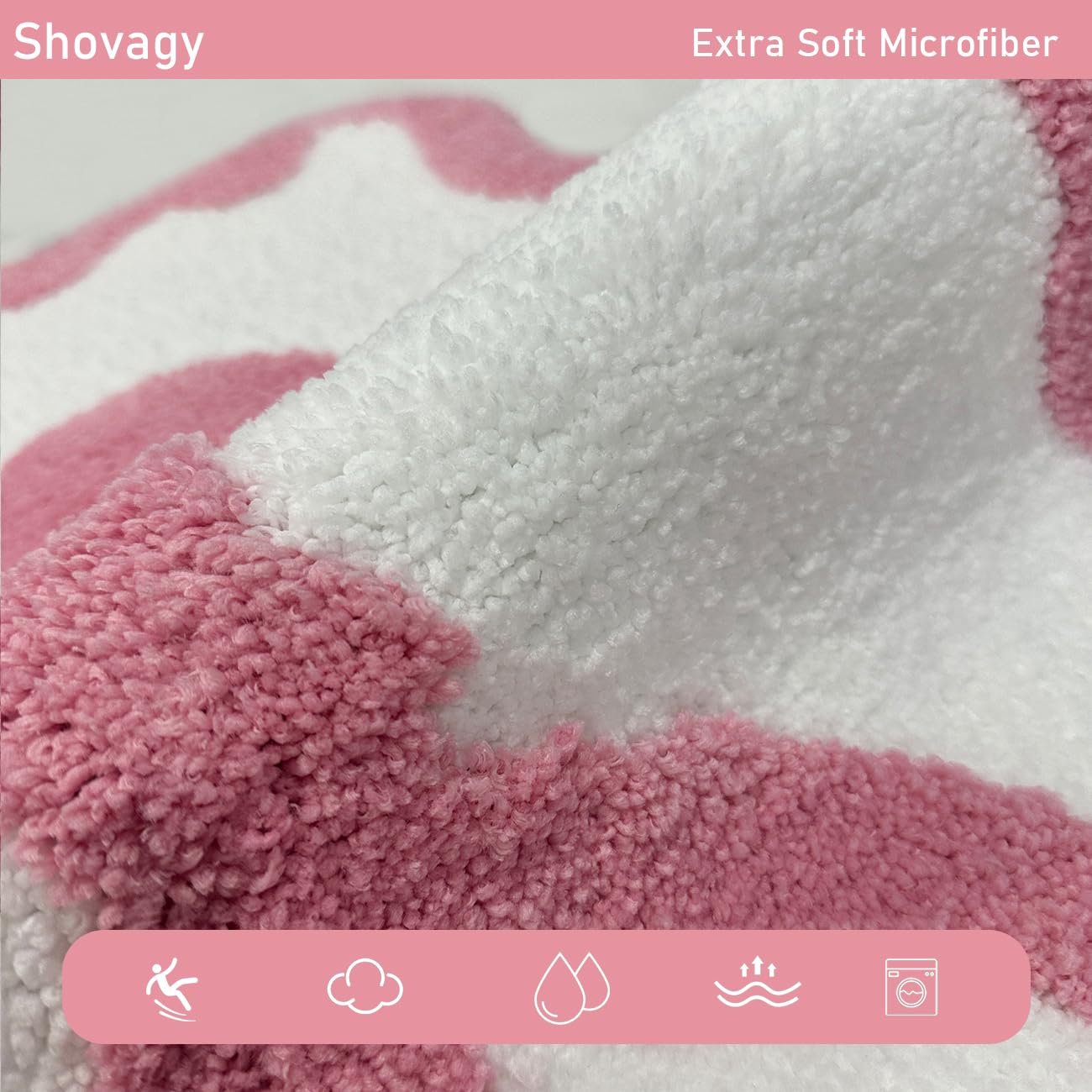 Alfombra de baño festoneada con lazo rosa, extra suave, bonita decoración estética, absorbente de agua, de secado rápido, antideslizante, para baño, bañera, fregadero, ducha, alfombra de suelo