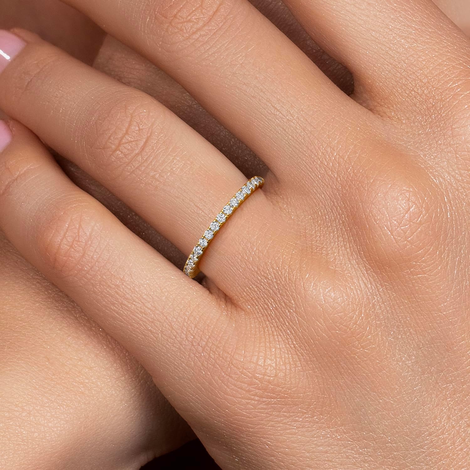 Gem Stone King 1/2 Cttw 14K Yellow Gold Lab Grown Diamond Wedding Anniversary Band Ring for Women | 0.50 Cttw | Gold Ring for Women | Stackable Band | DEF Color | VVS-VS Clarity - Image 4