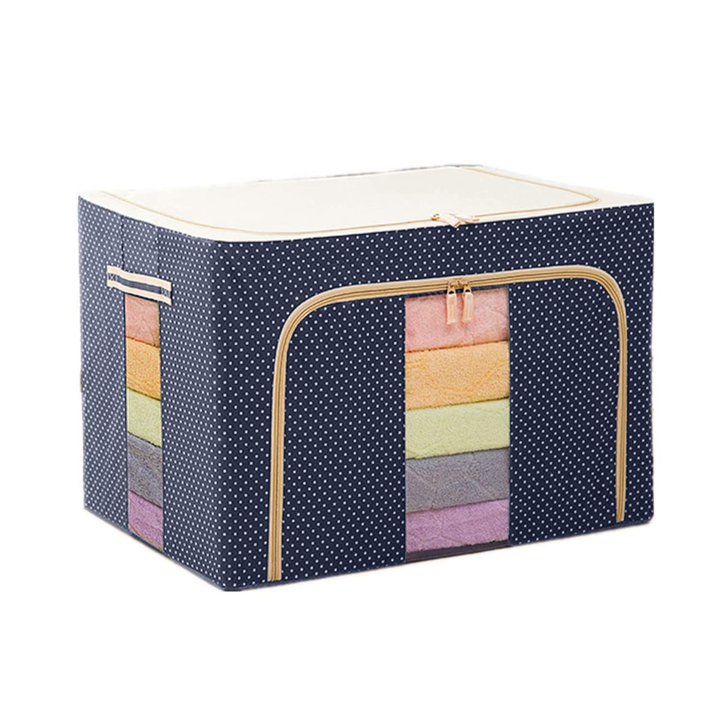 DENFY Foldable Steel Frame Cloths Zip Organizer Bag Saree Cover Storage Living Cover Boxes For Wardrobe Shelves Clothes, Sarees, Bed Sheet, Blanket 66 LTR Pack of 2 (B0BN6PR46R) Amazon Price History, Amazon Price Tracker