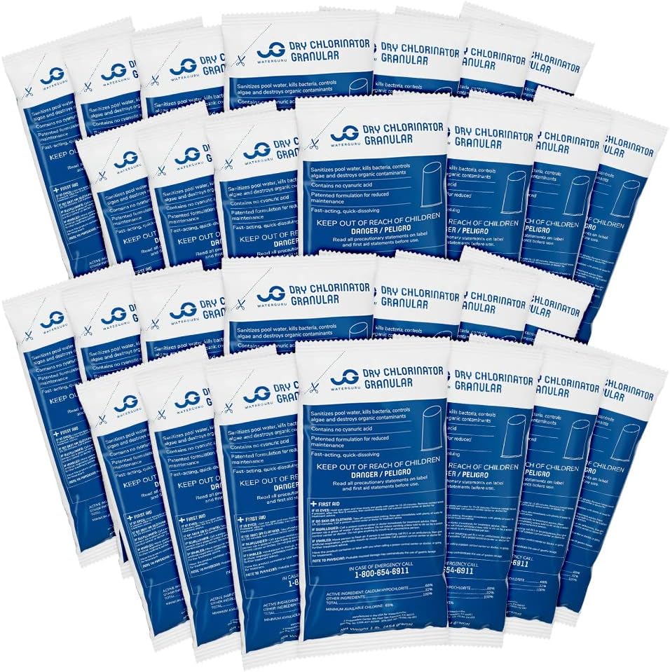 WaterGuru 2-1901-28BX Calcium Hypochlorite Chlorine Shock Treatment for Swimming Pools, 28-Pack